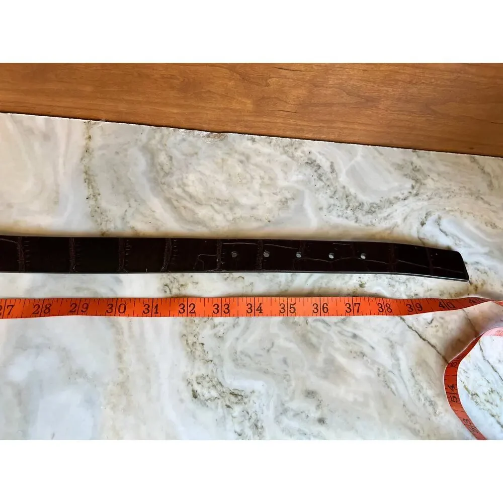 Vintage Nine West dark brown croc leather belt